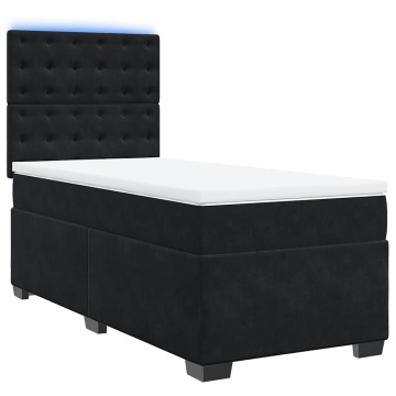 Pat box spring cu saltea, negru, 80x200 cm, catifea - Img 3