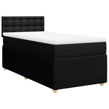 Pat box spring cu saltea, negru, 80x200 cm, textil - Img 3