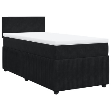 Pat box spring cu saltea, negru, 90x190 cm, catifea - Img 2