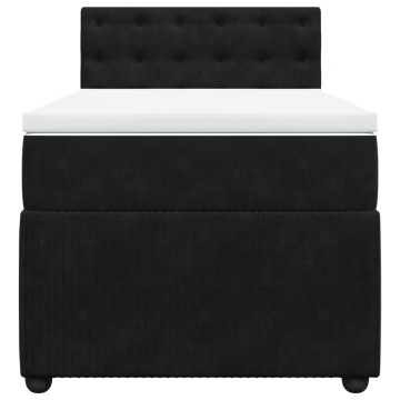 Pat box spring cu saltea, negru, 90x190 cm, catifea - Img 4