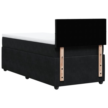 Pat box spring cu saltea, negru, 90x190 cm, catifea - Img 7