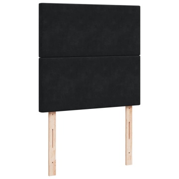 Pat box spring cu saltea, negru, 90x190 cm, catifea - Img 6