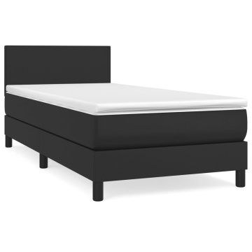 Pat box spring cu saltea, negru, 90x190 cm, piele ecologică - Img 2