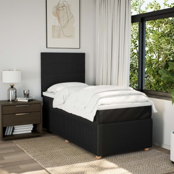 Pat box spring cu saltea, negru, 90x190 cm, textil - Img 3