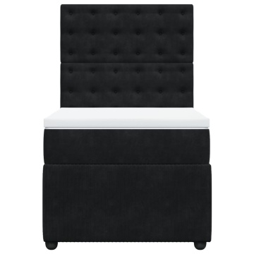 Pat box spring cu saltea, negru, 90x200 cm, catifea - Img 4