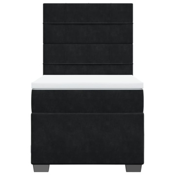 Pat box spring cu saltea, negru, 90x200 cm, catifea - Img 5