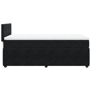 Pat box spring cu saltea, negru, 90x200 cm, catifea - Img 6