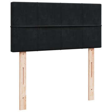 Pat box spring cu saltea, negru, 90x200 cm, catifea - Img 8