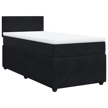 Pat box spring cu saltea, negru, 90x200 cm, catifea - Img 3