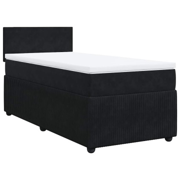 Pat box spring cu saltea, negru, 90x200 cm, catifea - Img 2