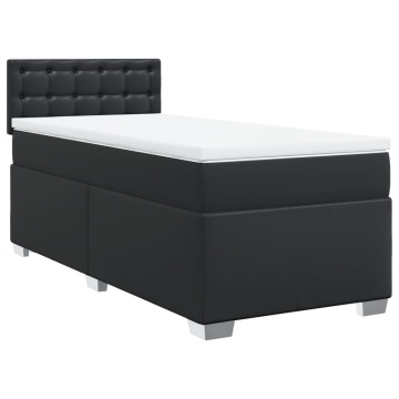 Pat box spring cu saltea, negru, 90x200 cm, piele ecologică - Img 3