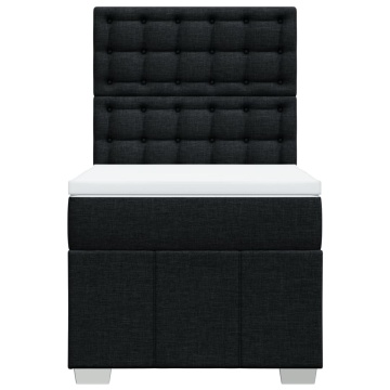 Pat box spring cu saltea, negru, 90x200 cm, textil - Img 4