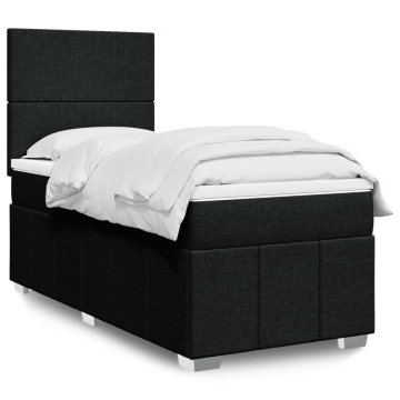 Pat box spring cu saltea, negru, 90x200 cm, textil - Img 1