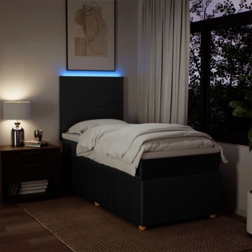 Pat box spring cu saltea, negru, 90x200 cm, textil - Img 4