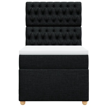 Pat box spring cu saltea, negru, 90x200 cm, textil - Img 4