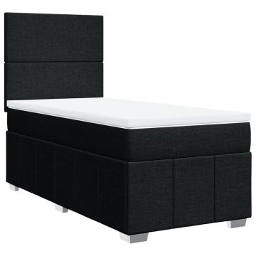 Pat box spring cu saltea, negru, 90x200 cm, textil - Img 3