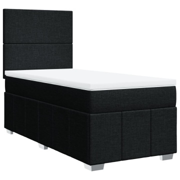 Pat box spring cu saltea, negru, 90x200 cm, textil - Img 2