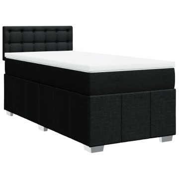 Pat box spring cu saltea, negru, 90x200 cm, textil - Img 3