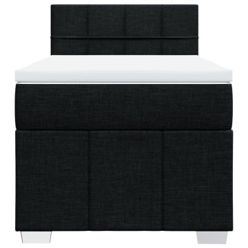 Pat box spring cu saltea, negru, 90x200 cm, textil - Img 4