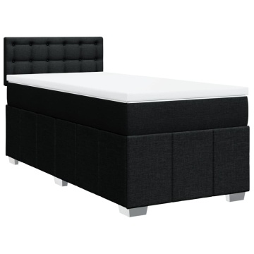 Pat box spring cu saltea, negru, 90x200 cm, textil - Img 2