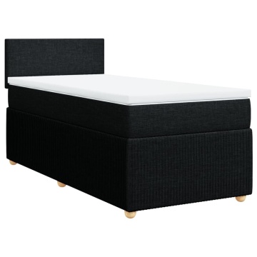 Pat box spring cu saltea, negru, 90x200 cm, textil - Img 3