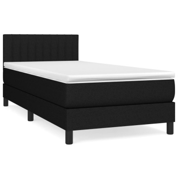 Pat box spring cu saltea, negru, 90x200 cm, textil - Img 2