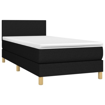 Pat box spring cu saltea, negru, 90x200 cm, textil - Img 3