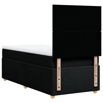 Pat box spring cu saltea, negru, 90x200 cm, textil - Img 7