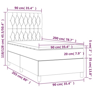 Pat box spring cu saltea, negru, 90x200 cm, textil - Img 5