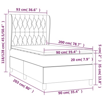 Pat box spring cu saltea, negru, 90x200 cm, textil - Img 6