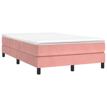 Pat box spring cu saltea, roz, 120x200 cm, catifea - Img 3