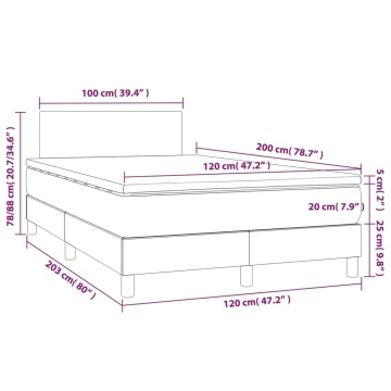 Pat box spring cu saltea, roz, 120x200 cm, catifea - Img 6