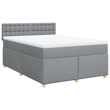 Pat continental cu saltea, gri deschis, 160x200 cm, textil - Img 2