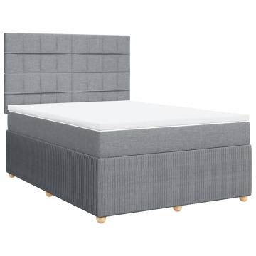 Pat continental cu saltea, gri deschis, 160x200 cm, textil - Img 2