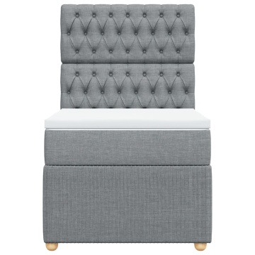 Pat continental cu saltea, gri deschis, 80x200 cm, textil - Img 5