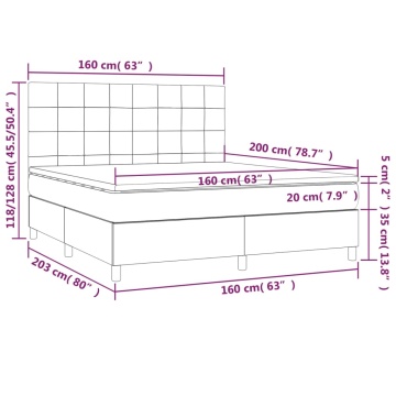 Pat continental cu saltea, gri închis, 160x200 cm, țesătură - Img 5