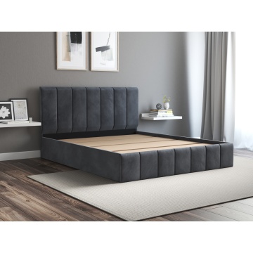 Pat Cozy cu saltea, 140x200 cm, gri inchis, suport saltea din PAL - Img 3