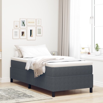 Pat cu arcuri box Gri închis 90x200 cm din țesătură corduroy - Img 1