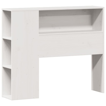 Pat cu bibliotecă fără saltea, alb, 75x190 cm, lemn masiv pin - Img 6