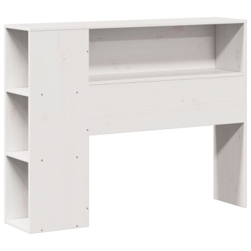 Pat cu bibliotecă fără saltea, alb, 75x190 cm, lemn masiv pin - Img 6