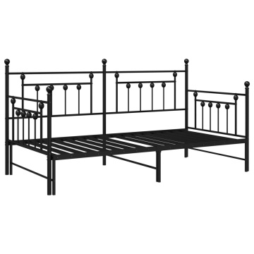 Pat daybed cu trundle negru, 90x200 cm, din oțel - Img 3