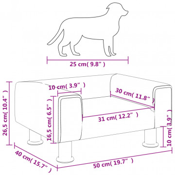 Pat de câini, gri deschis, 50x40x26,5 cm, catifea - Img 6