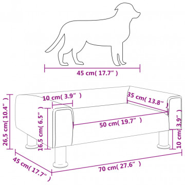 Pat de câini, gri închis, 70x45x26,5 cm, catifea - Img 6