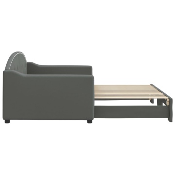 Pat de zi cu extensie, gri închis, 90x200 cm, textil - Img 4
