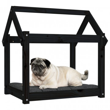 Pat pentru câini, negru, 71x55x70 cm, lemn masiv de pin - Img 4