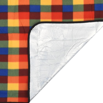 Pătură picnic pliabilă, carouri multicolor, 200x150 cm catifea - Img 4