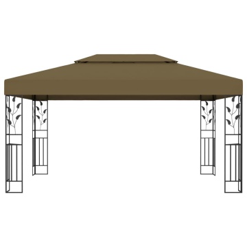 Pavilion cu acoperiș dublu & lumini LED, gri taupe, 3x4m - Img 4