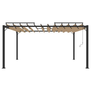 Pavilion cu acoperiș jaluzea gri taupe 3x4 m țesătură&aluminiu - Img 3