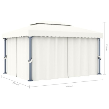 Pavilion cu perdea, alb crem, 4 x 3 m, aluminiu - Img 6
