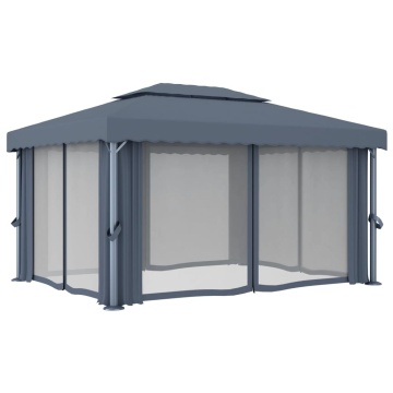 Pavilion cu perdea, antracit, 4 x 3 m, aluminiu - Img 4